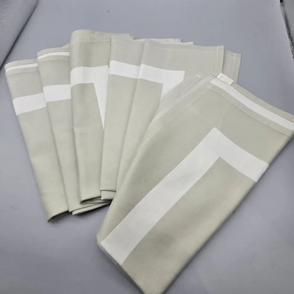 set (6) Rivolta Carmignani Cotton Napkins beige/White Square 22x22 Italy